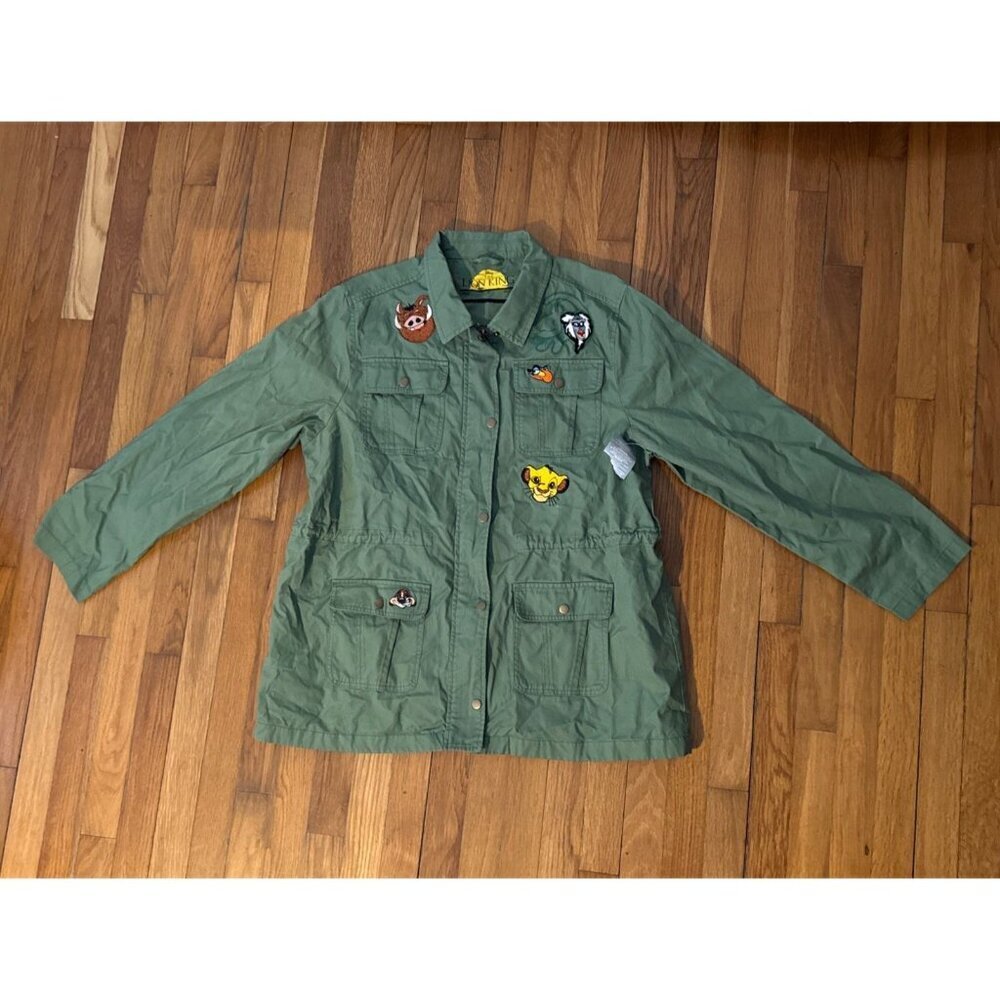 Disney's The Lion King Safari Jacket Women's Green Embroidered W/Patches Size XL